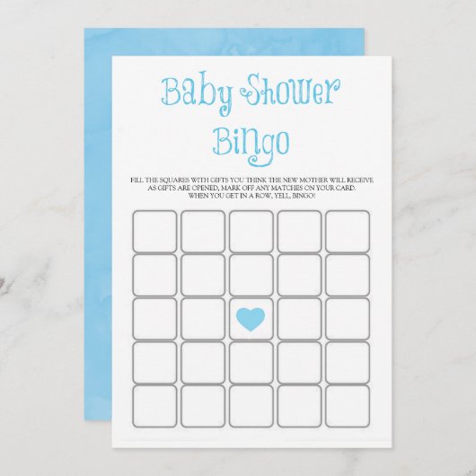 Blue Minimalist Typography Baby shower Bingo Kaart (Voorkant / Achterkant)