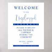 Blue Minimalist Unplugged Wedding Sign Poster (Voorkant)
