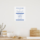 Blue Minimalist Unplugged Wedding Sign Poster (Keuken)