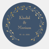 blue minimalist wedding envelop seal favor sticker (Voorkant)
