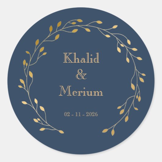 blue minimalist wedding envelop seal favor sticker (Voorkant)