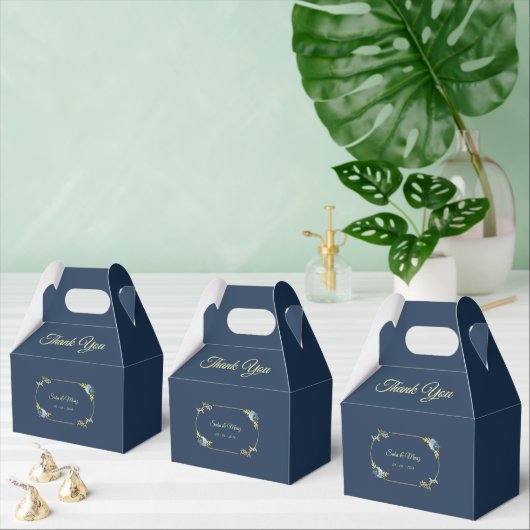 Blue Minimalist Wedding Favor Boxes Editable  Bedankdoosjes (Meervoudige)