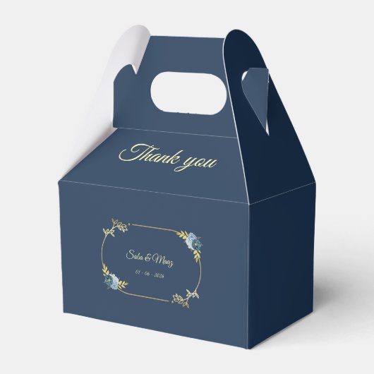 Blue Minimalist Wedding Favor Boxes Editable  Bedankdoosjes (Achterkant)