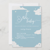 Blue Minimalistisch OH baby baby boy baby shower Kaart (Voorkant)