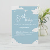 Blue Minimalistisch OH baby baby boy baby shower Kaart (Staand voorkant)