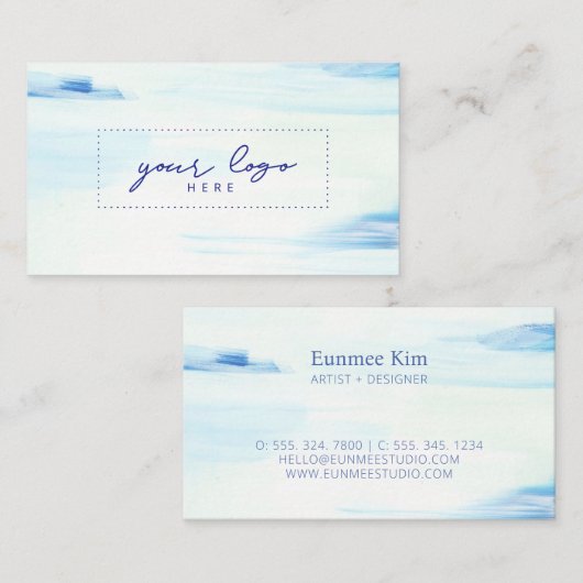 Blue & Mint Abstracte kunst Logo Visitekaartje (Voorkant / Achterkant)