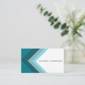 Blue mint arrow geometric minimal modern design visitekaartje (Staand voorkant)