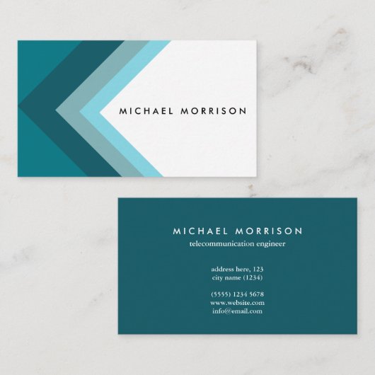 Blue mint arrow geometric minimal modern design visitekaartje (Voorkant / Achterkant)