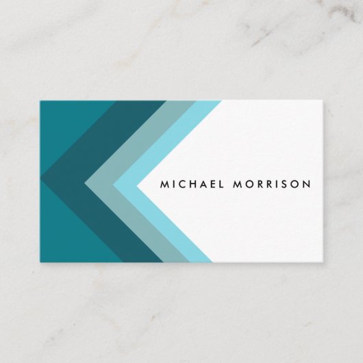 Blue mint arrow geometric minimal modern design visitekaartje (Voorkant)