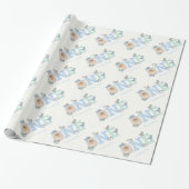 Blue & Mint Baby Ducks One Photo Boy 1st Birthday Cadeaupapier (Uitgerold)