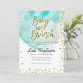 Blue Mint Baby shower Brunch Uitnodiging (Staand voorkant)
