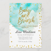 Blue Mint Baby shower Brunch Uitnodiging
