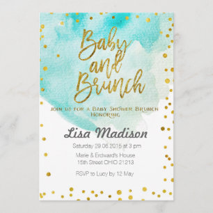 Blue Mint Baby shower Brunch Uitnodiging