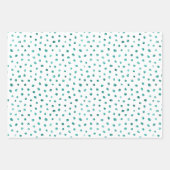 Blue Mint Glitter Stippen Silver Hearts Inpakpapier Vel (Voorkant)