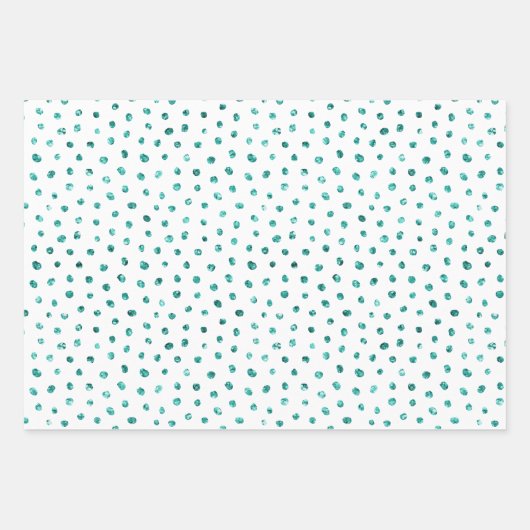 Blue Mint Glitter Stippen Silver Hearts Inpakpapier Vel (Voorkant)