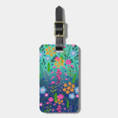 Blue Mint Gradient Garden Flowers ontwerp Bagagelabel (Voorkant verticaal)