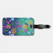 Blue Mint Gradient Garden Flowers  ontwerp Bagagelabel (Achterkant horizontaal)
