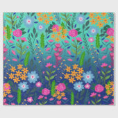 Blue Mint Gradient Garden Flowers  ontwerp Cadeaupapier (Vlak)