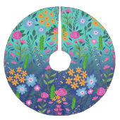 Blue Mint Gradient Garden Flowers  ontwerp Kerstboom Rok (Voorkant)