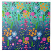 Blue Mint Gradient Garden Flowers  ontwerp Tegeltje (Voorkant)