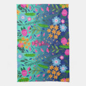 Blue Mint Gradient Garden Flowers  ontwerp Theedoek (Verticaal)