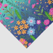 Blue Mint Gradient Garden Flowers ontwerp Tissuepapier (Detail)