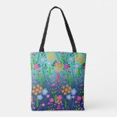 Blue Mint Gradient Garden Flowers  ontwerp Tote Bag (Achterkant)