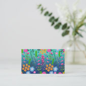 Blue Mint Gradient Garden Flowers  ontwerp Visitekaartje (Staand voorkant)