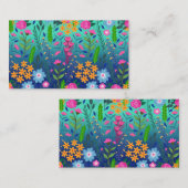 Blue Mint Gradient Garden Flowers  ontwerp Visitekaartje (Voorkant / Achterkant)