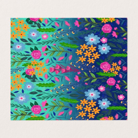 Blue Mint Gradient Garden Flowers  ontwerp Visitekaartje (Buitenkant ongevouwen)