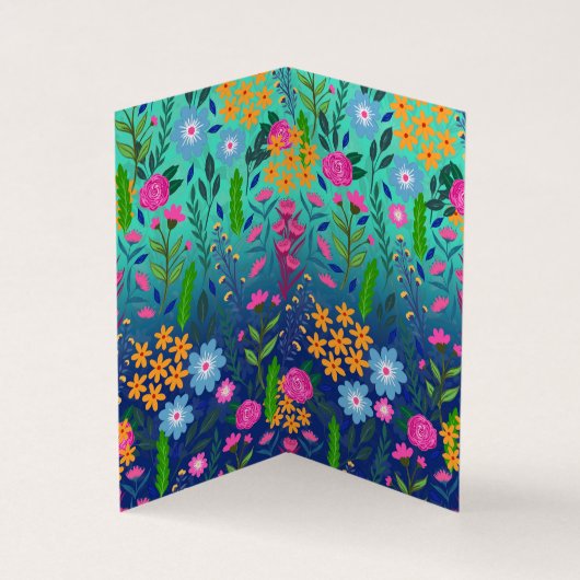Blue Mint Gradient Garden Flowers ontwerp Visitekaartje (Binnen)