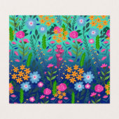 Blue Mint Gradient Garden Flowers  ontwerp Visitekaartje (Binnenkant ongevouwen)