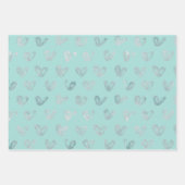 Blue Mint Hearts Inpakpapier Vel (Voorkant)