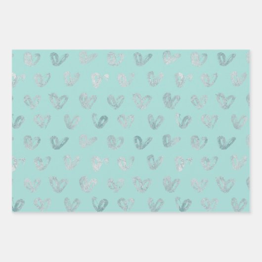 Blue Mint Hearts Inpakpapier Vel (Voorkant)