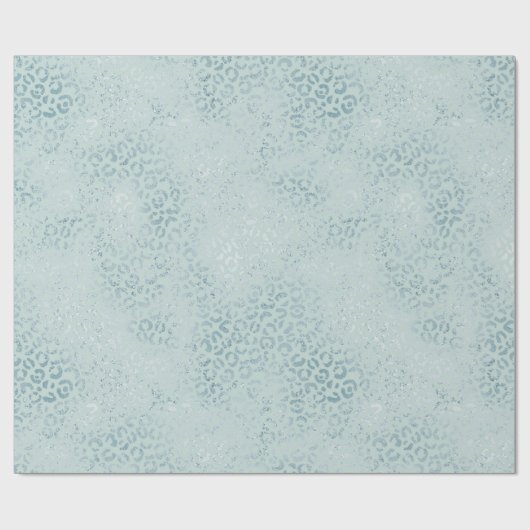 Blue Mint Leopard Print Glitter Cadeaupapier (Vlak)