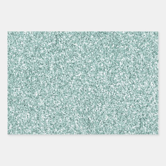 Blue Mint Leopard Print Glitter Inpakpapier Vel (Voorkant 3)