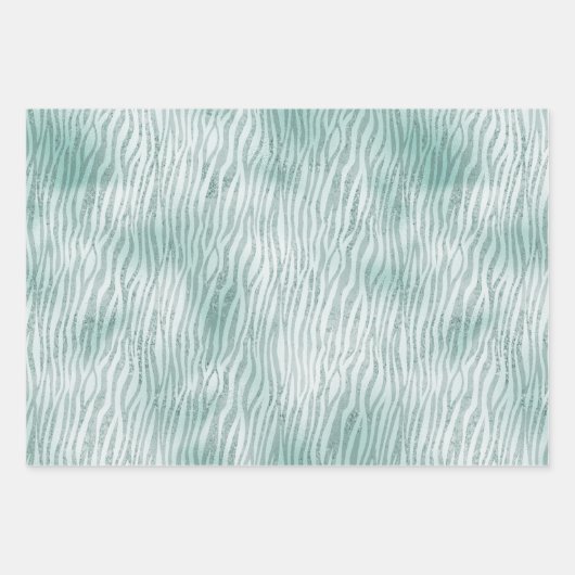 Blue Mint Leopard Print Glitter Inpakpapier Vel (Voorkant 2)