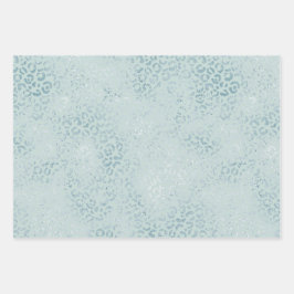 Blue Mint Leopard Print Glitter Inpakpapier Vel