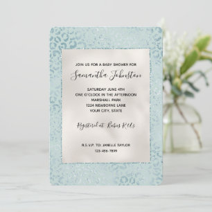 Blue Mint Leopard Print Glitter Kaart