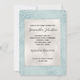 Blue Mint Leopard Print Glitter Kaart