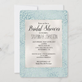 Blue Mint Leopard Print Glitter Kaart