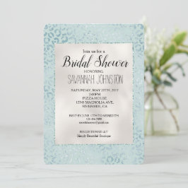 Blue Mint Leopard Print Glitter Kaart