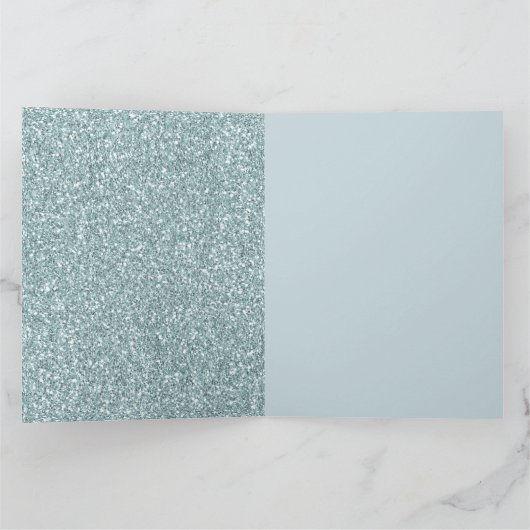 Blue Mint Leopard Print Glitter Kaart (Binnen)