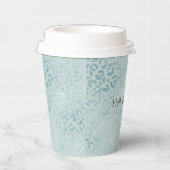 Blue Mint Leopard Print Glitter Papieren Bekers (Rechts)