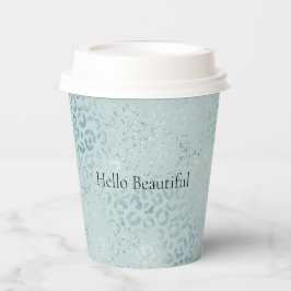 Blue Mint Leopard Print Glitter Papieren Bekers