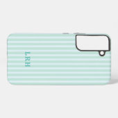 Blue Mint  Stripe Vintage Tiny Initials Monogram Samsung Galaxy Hoesje (Achterkant horizontaal)