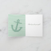 Blue Mint Stripes Glitter Anker dank u Bedankkaart (Binnen)