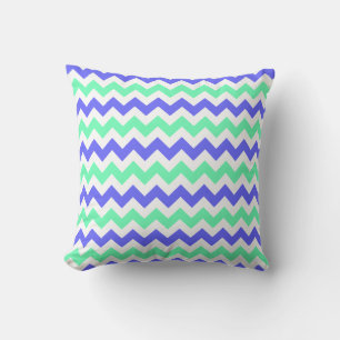 Blue Mint White Chevron Pattern Kussen