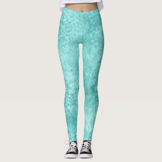 Blue Mint Zee groene koraal textuur Leggings (Voorkant)