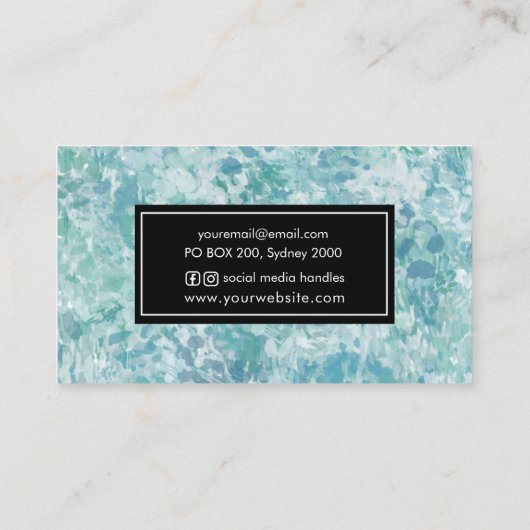 Blue Minty Waterverf visitekaartje | creatief (Achterkant)